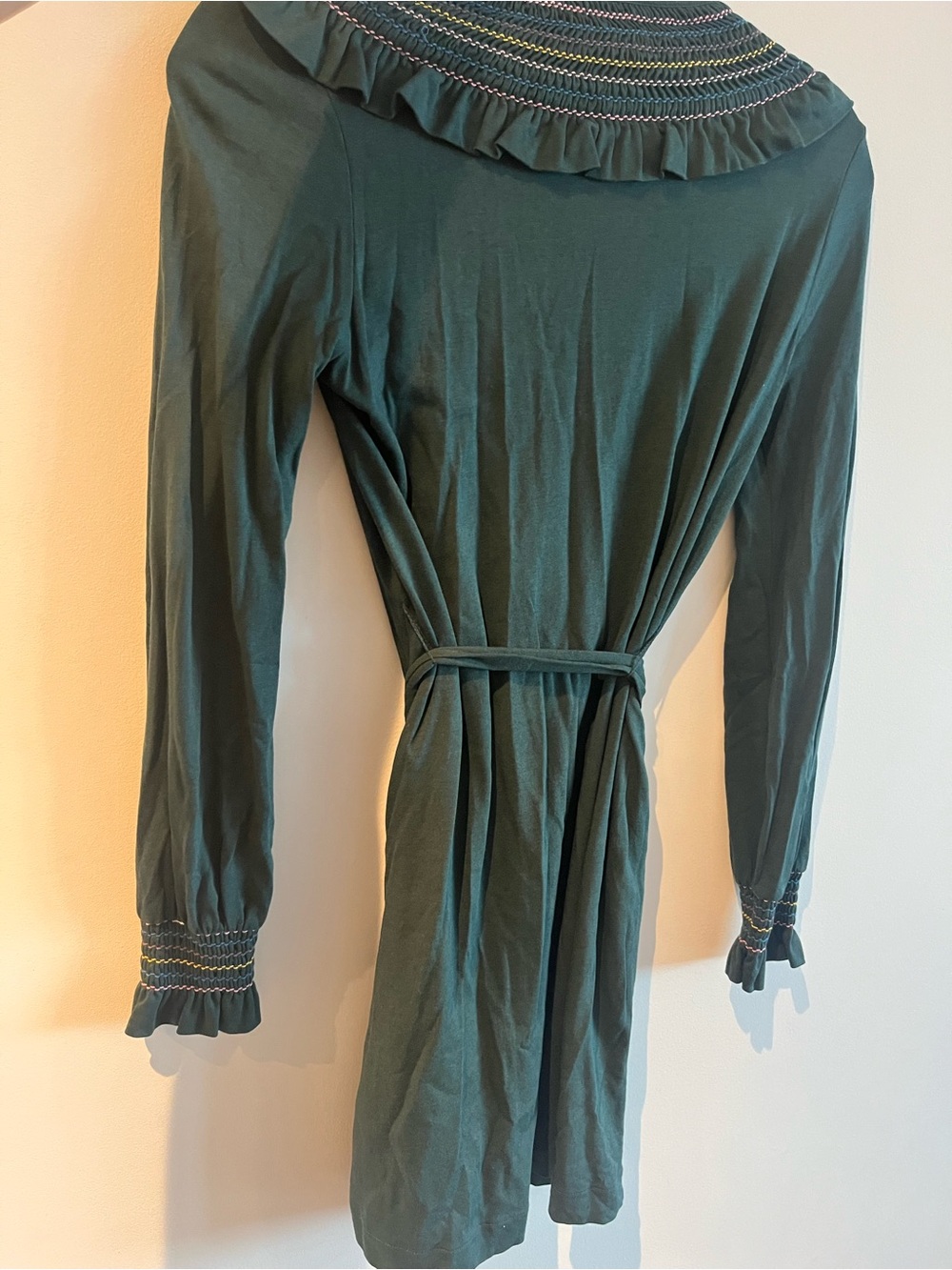 Boden Green Smocked JerseyDress - Picture 4 of 6